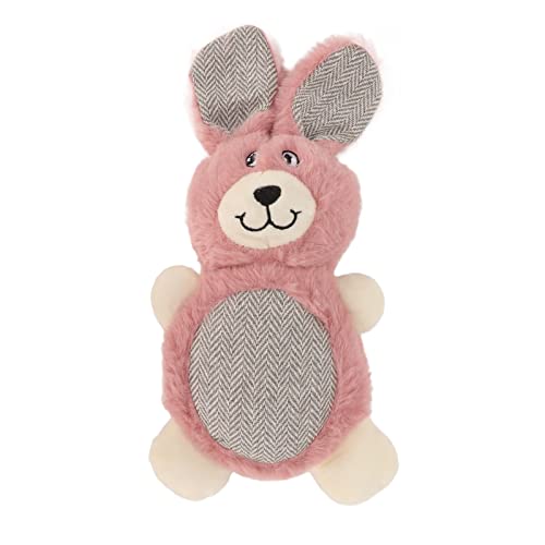 HOOLEEY Plüsch-Hundespielzeug, quietschend, weich, Zahnreinigung, interaktives, niedliches, ausgestopftes Haustier-Kauspielzeug für kleine und mittelgroße Hunde (Pink Bunny) von HOOLEEY