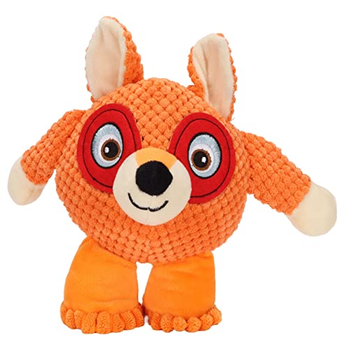 HOOLEEY Plüsch-Quietschspielzeug für Hunde, niedliches Cartoon-Zähneknirschen, bissfest, lustiges interaktives Kauspielzeug für Hunde (Orange) von HOOLEEY