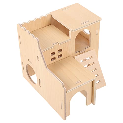 HOOTNEE Mini -Chalet -folienspielzeug Doppelt Hamsterkäfige Tunnel Für Haustierratten Schicht Hamster Verstecken Haus Hamsterhaus Hamsterhäuser Hamsterversteck Haus Hölzern von HOOTNEE