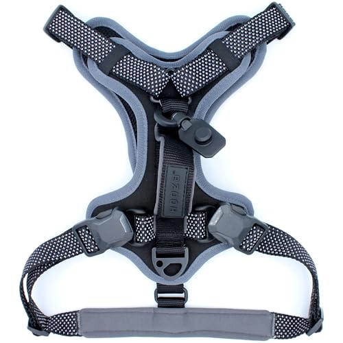 HOOZA: Magnetischer Schnellclip – Kontrollgeschirr – schwarz, groß – Hunde-Outdoor-Zubehör, Haustier-Sicherheitstraining, atmungsaktive Polsterung, verstellbar, reflektierend von HOOZA