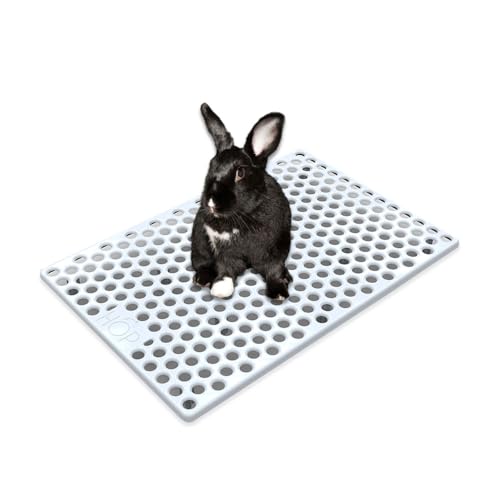 HOP Kaninchentoilette, Weniger Unordnung mit integriertem Heu-Futterspender für Kaninchen/Hasen, inklusive abnehmbarem Deckel und Pfanne, BPA-frei und spülmaschinenfest.(nur Gitter) von HOP