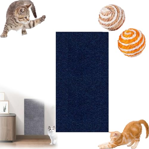 Asisumption Cat Scratching Mat - Can Protect Furniture, 39.4’’ X 11.8’’ Climbing Cat Scratcher, Cat Wall Scratcher, Trimmable Cat Scratching Carpet Self-Adhesive Mat (11.8 * 39.4in,Blue) von HOPASRISEE