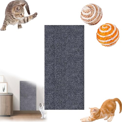 Asisumption Cat Scratching Mat - Can Protect Furniture, 39.4’’ X 11.8’’ Climbing Cat Scratcher, Cat Wall Scratcher, Trimmable Cat Scratching Carpet Self-Adhesive Mat (11.8 * 39.4in,Dark Grey) von HOPASRISEE