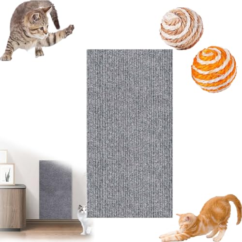 Asisumption Cat Scratching Mat - Can Protect Furniture, 39.4’’ X 11.8’’ Climbing Cat Scratcher, Cat Wall Scratcher, Trimmable Cat Scratching Carpet Self-Adhesive Mat (11.8 * 39.4in,Grey) von HOPASRISEE