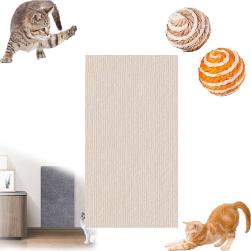 Asisumption Cat Scratching Mat - Can Protect Furniture, 39.4’’ X 11.8’’ Climbing Cat Scratcher, Cat Wall Scratcher, Trimmable Cat Scratching Carpet Self-Adhesive Mat (11.8 * 39.4in,kaiqi) von HOPASRISEE