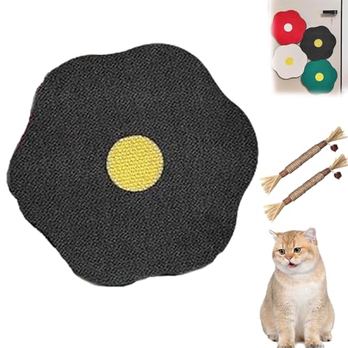 Flower Scratching Pad for Cats on Wall, Cat Scratcher Wall Mounted Scratch Pad, Cuddle Meow Flower Pad,Cat Furniture Protector Cat Scratcher Mat for Wall Floor (Black) von HOPASRISEE