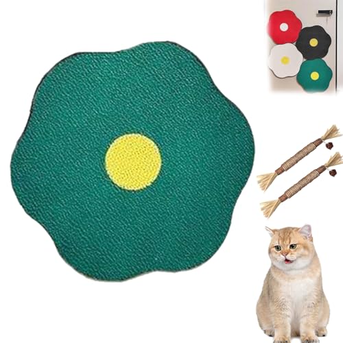 Flower Scratching Pad for Cats on Wall, Cat Scratcher Wall Mounted Scratch Pad, Cuddle Meow Flower Pad,Cat Furniture Protector Cat Scratcher Mat for Wall Floor (Green) von HOPASRISEE