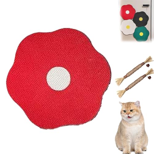 Flower Scratching Pad for Cats on Wall, Cat Scratcher Wall Mounted Scratch Pad, Cuddle Meow Flower Pad,Cat Furniture Protector Cat Scratcher Mat for Wall Floor (Red) von HOPASRISEE