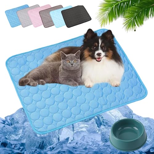 HOPASRISEE 2025 Neu Kühlmatte Katze, Kühlmatte Für Den Sommer, Kühlmatte Für Hunde Selbstkühlend, Pfotenfrost Matte Für Katzen Und Hunde, Abrieb- Und Bissfest Natürliche Kühlung (Blau,XXL) von HOPASRISEE