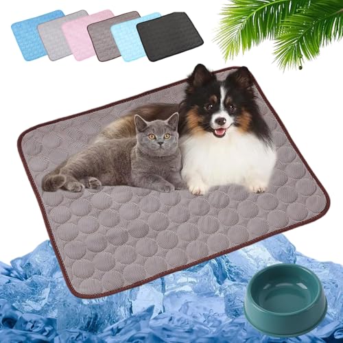 HOPASRISEE 2025 Neu Kühlmatte Katze, Kühlmatte Für Den Sommer, Kühlmatte Für Hunde Selbstkühlend, Pfotenfrost Matte Für Katzen Und Hunde, Abrieb- Und Bissfest Natürliche Kühlung (Braun,XXL) von HOPASRISEE