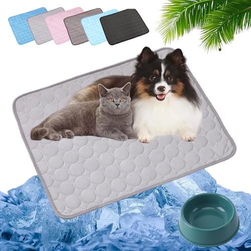 HOPASRISEE 2025 Neu Kühlmatte Katze, Kühlmatte Für Den Sommer, Kühlmatte Für Hunde Selbstkühlend, Pfotenfrost Matte Für Katzen Und Hunde, Abrieb- Und Bissfest Natürliche Kühlung (Grau,XXL) von HOPASRISEE
