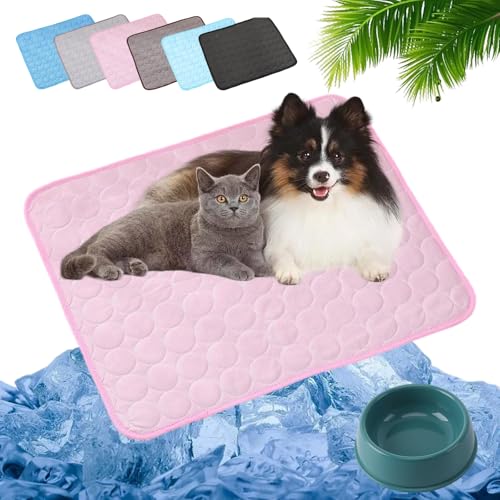 HOPASRISEE 2025 Neu Kühlmatte Katze, Kühlmatte Für Den Sommer, Kühlmatte Für Hunde Selbstkühlend, Pfotenfrost Matte Für Katzen Und Hunde, Abrieb- Und Bissfest Natürliche Kühlung (Rosa,L) von HOPASRISEE