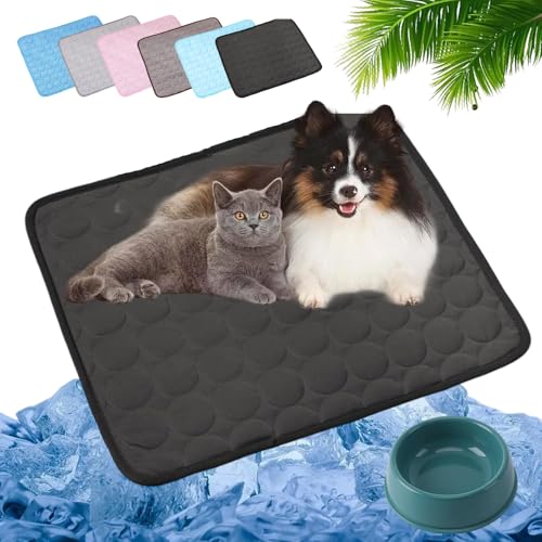 HOPASRISEE 2025 Neu Kühlmatte Katze, Kühlmatte Für Den Sommer, Kühlmatte Für Hunde Selbstkühlend, Pfotenfrost Matte Für Katzen Und Hunde, Abrieb- Und Bissfest Natürliche Kühlung (Dunkelgrau,L) von HOPASRISEE