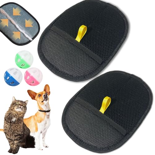 HOPASRISEE Fellmagnet, Fellmagnet Handschuh, Fellhandschuhe Katze, Katzen Haarentferner Handschuh, Katzen Handschuhe Fellpflege FüR Glattes Und Gesundes Fell (2PC) von HOPASRISEE