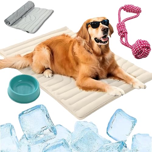 HOPASRISEE Pfotenchill - Die Innovative KüHlmatte FüR Hunde, Dr Pfoten Chill Kühlmatte, Doppelseitiger KüHlstoff, Maschinenwaschbar, SelbstküHlendes KüHlbett (L(122 x 71 cm)) von HOPASRISEE