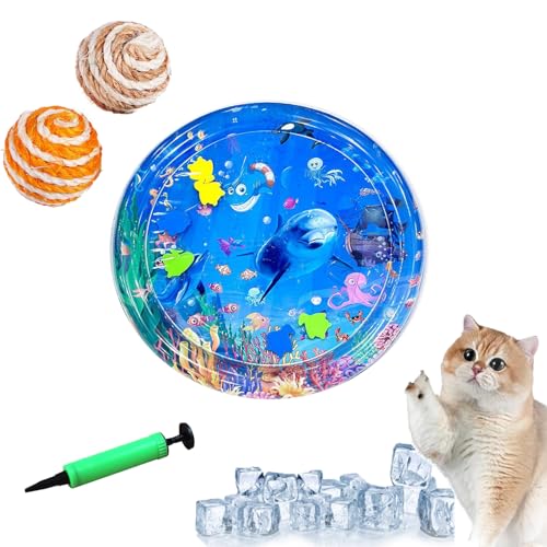 HOPASRISEE Sensorische Wassermatte Für Katzen, Sensorische Wassermatte Katze, Wassersensorische Matte Für Katzen, Water Playmat Katze, Wassermatte Zum Spielen Für Katzen (65CM-A) von HOPASRISEE