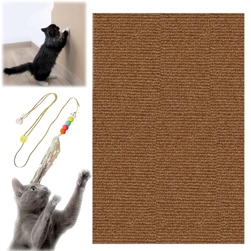 Katzen Kratzmatte Selbstklebend, Kratzmatte Selbstklebend, Cat Scratching Mat, DIY Climbing Cat Scratcher, Trimmable Self-Adhesive Cat Scratching Post (30CM X 100CM,Brown) von HOPASRISEE