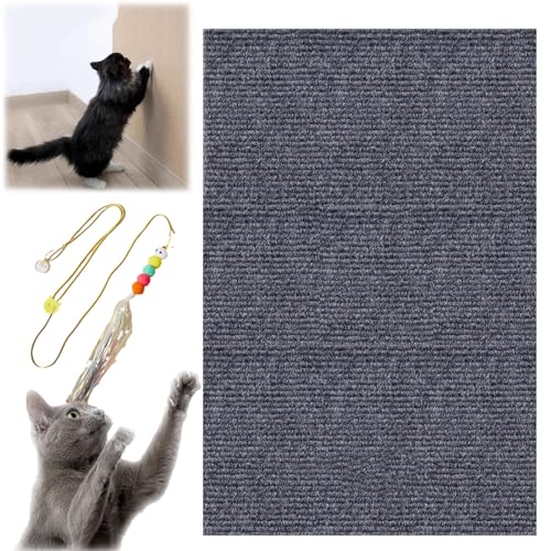 Katzen Kratzmatte Selbstklebend, Kratzmatte Selbstklebend, Cat Scratching Mat, DIY Climbing Cat Scratcher, Trimmable Self-Adhesive Cat Scratching Post (40CM X 100CM,Gray) von HOPASRISEE