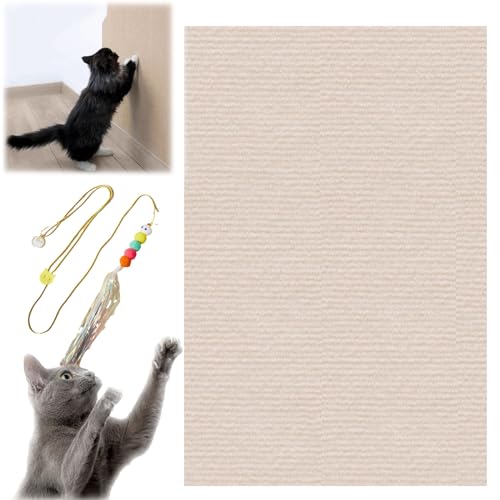 Katzen Kratzmatte Selbstklebend, Kratzmatte Selbstklebend, Cat Scratching Mat, DIY Climbing Cat Scratcher, Trimmable Self-Adhesive Cat Scratching Post (40CM X 100CM,Khaki) von HOPASRISEE