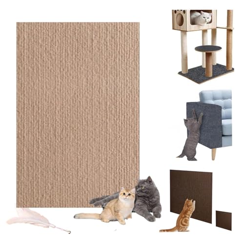 Katzenkratzmatte, kletternder Katzenkratzer, Kratzpads für Hauskatzen, Katzenteppich, Katzenkratzmatte, zuschneidbarer Katzenkratzteppich (Khaki, 15,8 x 39,4 Zoll) von HOPASRISEE