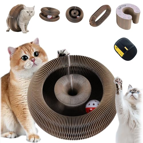 Katzenwirbel Katzenliebling, Katzen Wirbel Katzenliebling mit Ball, Kratzkokon, Advanced Pet Cat Scratch Board, Lindert Katzenstress, Geeignet füR Den Innen und AußEnbereich(D,1 Stück) von HOPASRISEE