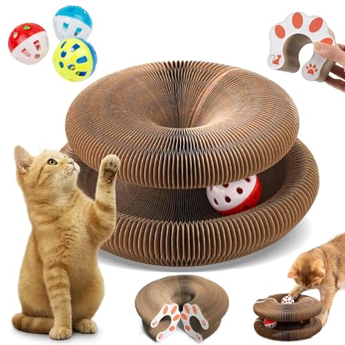 KratzKokon, Tragbare Pet Cat Scratch Board, Katzenwirbel Katzenliebling, Magic Organ Katzen Kratzbretter Mit Ball, Zur Linderung Von Katzenangst, Für Den Drinnen Und Draußen (A-1PC) von HOPASRISEE