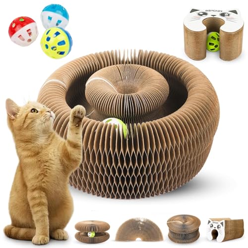KratzKokon, Tragbare Pet Cat Scratch Board, Katzenwirbel Katzenliebling, Magic Organ Katzen Kratzbretter Mit Ball, Zur Linderung Von Katzenangst, Für Den Drinnen Und Draußen (B-1PC) von HOPASRISEE