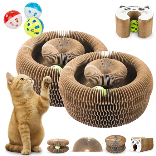 KratzKokon, Tragbare Pet Cat Scratch Board, Katzenwirbel Katzenliebling, Magic Organ Katzen Kratzbretter Mit Ball, Zur Linderung Von Katzenangst, Für Den Drinnen Und Draußen (B-2PC) von HOPASRISEE