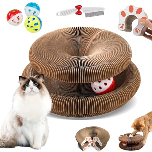 Kratzkokon Für Katzen, Katzenwirbel Katzenliebling, Tragbare Pet Cat Scratch Board, Magic Organ Katzen Kratzbretter Mit Ball, Zur Linderung Von Katzenangst, Für Den Drinnen Und Draußen (A-1PC) von HOPASRISEE