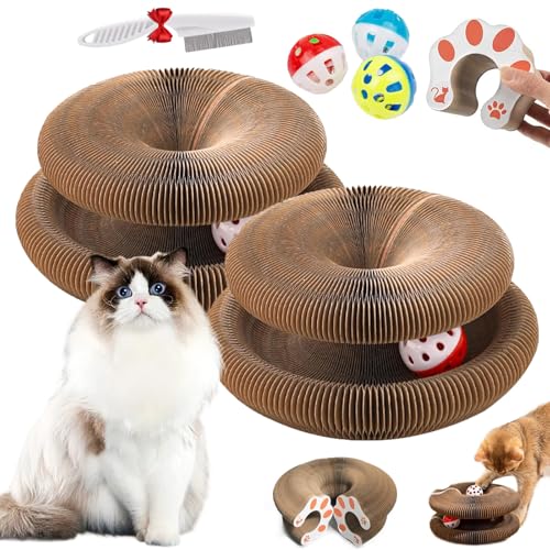Kratzkokon Für Katzen, Katzenwirbel Katzenliebling, Tragbare Pet Cat Scratch Board, Magic Organ Katzen Kratzbretter Mit Ball, Zur Linderung Von Katzenangst, Für Den Drinnen Und Draußen (A-2PC) von HOPASRISEE