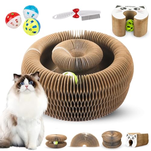 Kratzkokon Für Katzen, Katzenwirbel Katzenliebling, Tragbare Pet Cat Scratch Board, Magic Organ Katzen Kratzbretter Mit Ball, Zur Linderung Von Katzenangst, Für Den Drinnen Und Draußen (B-1PC) von HOPASRISEE