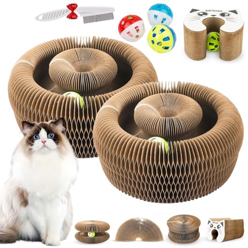 Kratzkokon Für Katzen, Katzenwirbel Katzenliebling, Tragbare Pet Cat Scratch Board, Magic Organ Katzen Kratzbretter Mit Ball, Zur Linderung Von Katzenangst, Für Den Drinnen Und Draußen (B-2PC) von HOPASRISEE