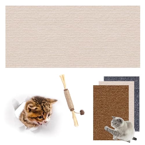 Kratzmatte Selbstklebend, Katzen Kratzmatte Selbstklebend, Kratzmatten FüR Katzen, DIY Climbing Cat Scratcher, Kratzpads FüR Katzen, KratzmöGlichkeiten FüR Katzen (11.8 * 40 in,Khaki) von HOPASRISEE