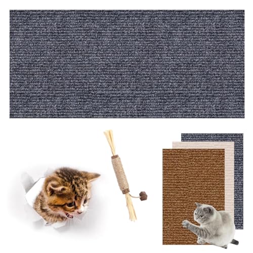 HOPASRISEE Kratzmatte Selbstklebend, Katzen Kratzmatte Selbstklebend, Kratzmatten FüR Katzen, DIY Climbing Cat Scratcher, Kratzpads FüR Katzen, KratzmöGlichkeiten FüR Katzen (24 * 40in,Grau) von HOPASRISEE