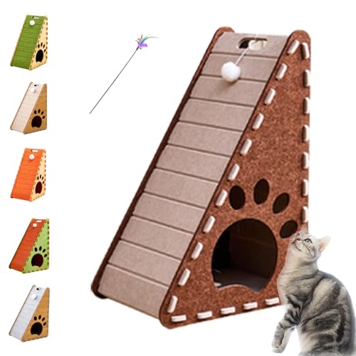 Mellowkin Cat Scratcher, Triangular Vertical Integrated Scratching Board, Wear-Resistant and Non-Shedding Felt Cat Scratchers for Indoor Cats Prevents Furniture Damage (A) von HOPASRISEE