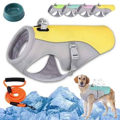 Monelia Kühlweste - Der Hitzeschutz Für Deinen Hund, Atmungsaktive Kühljacke Für Den Sommer UV-Schutz Hunde Kühlweste, Verstellbar Verstellbar Für Kleine Mittlere Und Große (Gelb,M) von HOPASRISEE