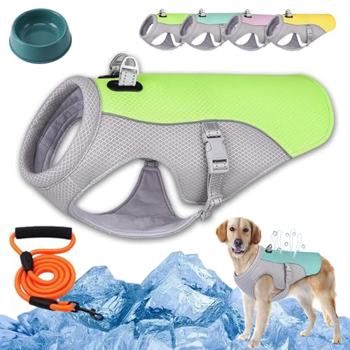 Monelia Kühlweste - Der Hitzeschutz Für Deinen Hund, Atmungsaktive Kühljacke Für Den Sommer UV-Schutz Hunde Kühlweste, Verstellbar Verstellbar Für Kleine Mittlere Und Große (Grün,L) von HOPASRISEE