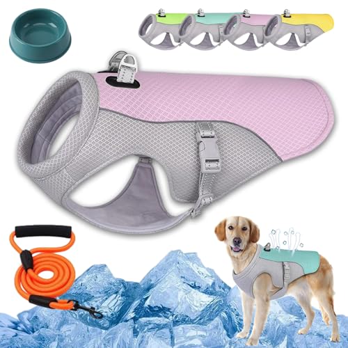 Monelia Kühlweste - Der Hitzeschutz Für Deinen Hund, Atmungsaktive Kühljacke Für Den Sommer UV-Schutz Hunde Kühlweste, Verstellbar Verstellbar Für Kleine Mittlere Und Große (Rosa,M) von HOPASRISEE