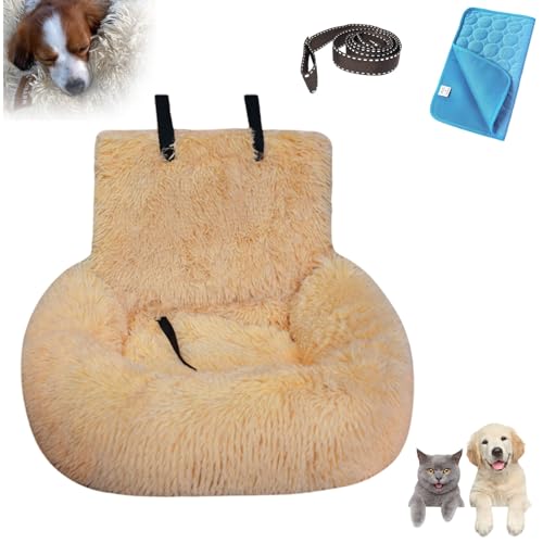 Pelsbarn Autositz, Pelzbarn Autositz Hund mit Sicherheitsgurt, Pelsbarn-Betten Hund Auto füR Kleine, MittelgroßE und GroßE Hunde, Kann Zerlegt und In Der Maschine Gewaschen Werden(A,S(60 * 60CM)) von HOPASRISEE