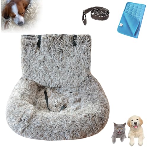 Pelsbarn Autositz, Pelzbarn Autositz Hund mit Sicherheitsgurt, Pelsbarn-Betten Hund Auto füR Kleine, MittelgroßE und GroßE Hunde, Kann Zerlegt und In Der Maschine Gewaschen Werden(D,S(60 * 60CM)) von HOPASRISEE