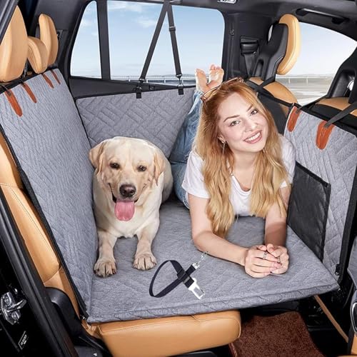 Pfoten-Bedarf Hartboden-Autositzerweiterung füR Hunde, Pfotenbedarf Hundedecke Auto RüCkbank, Hund Auto RüCkbank, Wasserdicht und Bissfest, Sauberen & Komfortablen Platz für Deinen Hund(Grau) von HOPASRISEE
