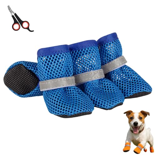 Pfotix Atmungsaktive Mesh-Hundeschuhe für Sommerabenteuer, Hundeschuhe Pfotenschutz Outdoor, Pfotenschutz Hund Hitze, Schützt die Pfoten Vor Hitze und Unebenem Boden(Blau,1Pcs) von HOPASRISEE