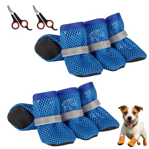 Pfotix Atmungsaktive Mesh-Hundeschuhe für Sommerabenteuer, Hundeschuhe Pfotenschutz Outdoor, Pfotenschutz Hund Hitze, Schützt die Pfoten Vor Hitze und Unebenem Boden(Blau,2Pcs) von HOPASRISEE