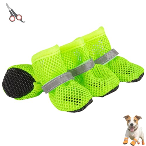 Pfotix Atmungsaktive Mesh-Hundeschuhe für Sommerabenteuer, Hundeschuhe Pfotenschutz Outdoor, Pfotenschutz Hund Hitze, Schützt die Pfoten Vor Hitze und Unebenem Boden(GrüN,1Pcs) von HOPASRISEE