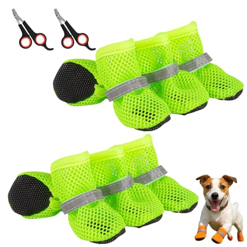 Pfotix Atmungsaktive Mesh-Hundeschuhe für Sommerabenteuer, Hundeschuhe Pfotenschutz Outdoor, Pfotenschutz Hund Hitze, Schützt die Pfoten Vor Hitze und Unebenem Boden(GrüN,2Pcs) von HOPASRISEE