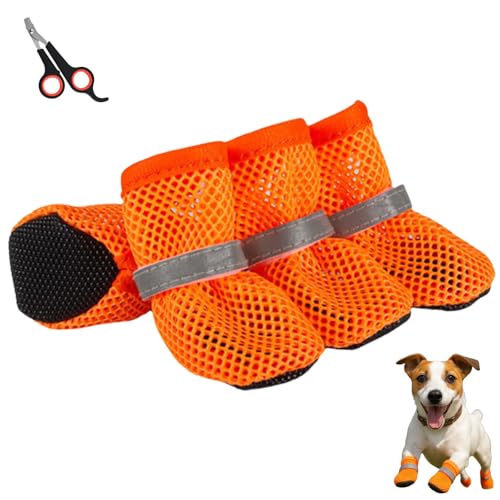 Pfotix Atmungsaktive Mesh-Hundeschuhe für Sommerabenteuer, Hundeschuhe Pfotenschutz Outdoor, Pfotenschutz Hund Hitze, Schützt die Pfoten Vor Hitze und Unebenem Boden(Orange,1Pcs) von HOPASRISEE