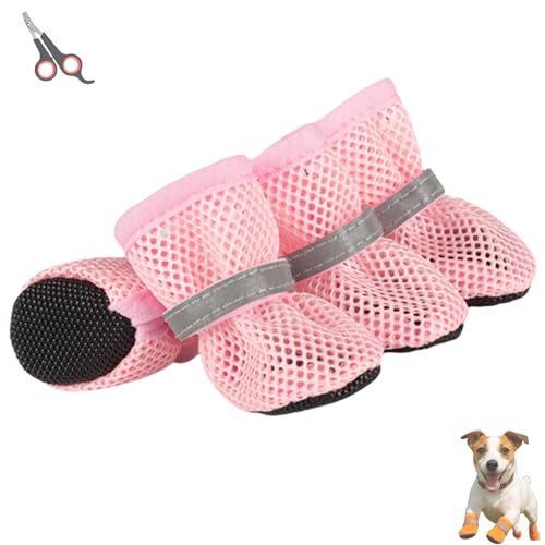 Pfotix Atmungsaktive Mesh-Hundeschuhe für Sommerabenteuer, Hundeschuhe Pfotenschutz Outdoor, Pfotenschutz Hund Hitze, Schützt die Pfoten Vor Hitze und Unebenem Boden(Rosa,1Pcs) von HOPASRISEE