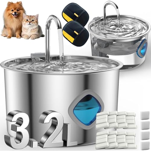 Trinktiger Katzenbrunnen 3.2l/108oz, Nordflow Katzenbrunnen, Katzen Trinkbrunnen Leise - Automatic Katzentrinkbrunnen Mit Wasserstandsfenster, Mehrschichtiges Filtersystem (with 10 Filters) von HOPASRISEE