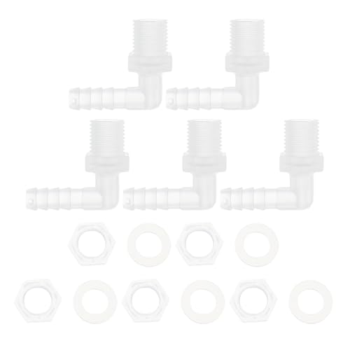 HOPESPANNER Kunststoff-Schlauchstutzen 1/4" Schlauch-ID G1/4 männlicher NPT-Winkelstutzen PP 1 Satz von HOPESPANNER