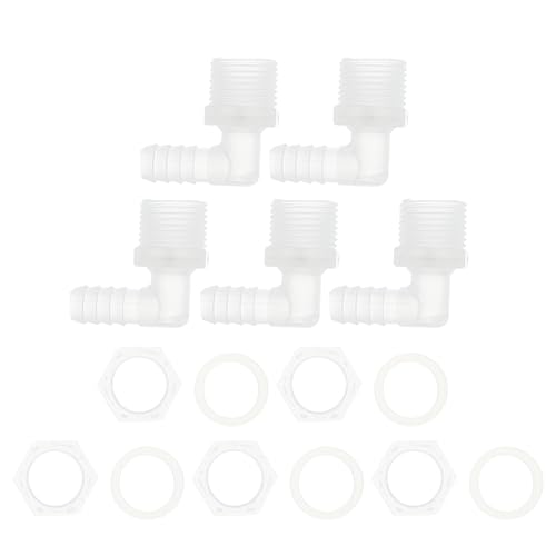 HOPESPANNER Kunststoff-Schlauchstutzen 3/8" Schlauch-ID G1/2 Männlich NPT Winkel-Schlauchstutzen-Verbinder PP 1 Satz von HOPESPANNER
